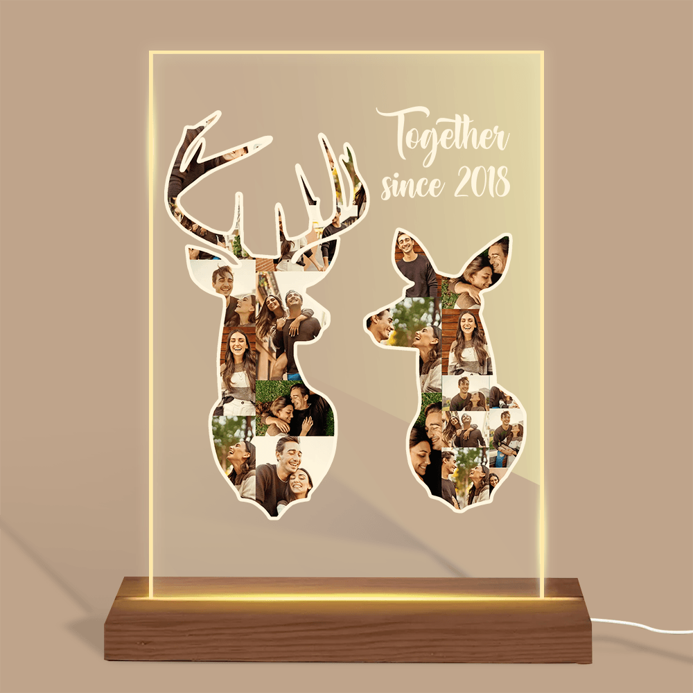 Together Since Buck & Doe Couple Photo - Personalized Acrylic LED Lamp- Best Gift For Couple - Giftago