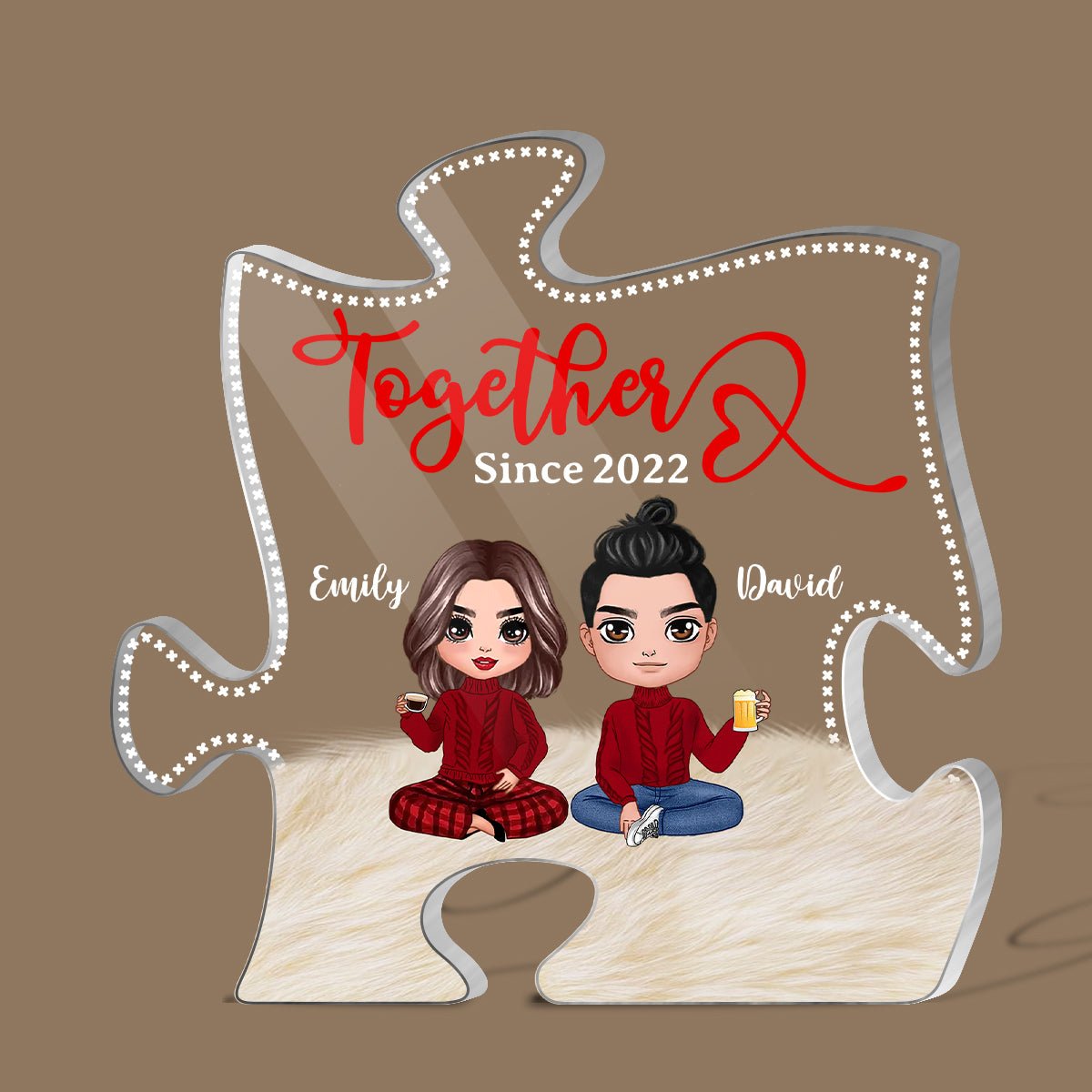Together Since Doll Couple 02 - Personalized Puzzle Plaque- Best Gift For Valentine - Giftago