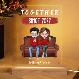 Together Since Doll Couple - Personalized Acrylic LED Lamp - Best Gift For Couple - Giftago