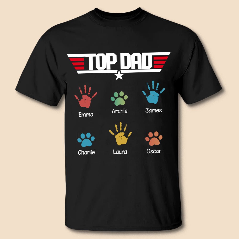 Personalized T-Shirt/ Hoodie - Top Dad With Kids/ Pets