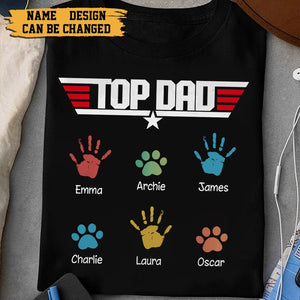 Personalized T-Shirt/ Hoodie - Top Dad With Kids/ Pets