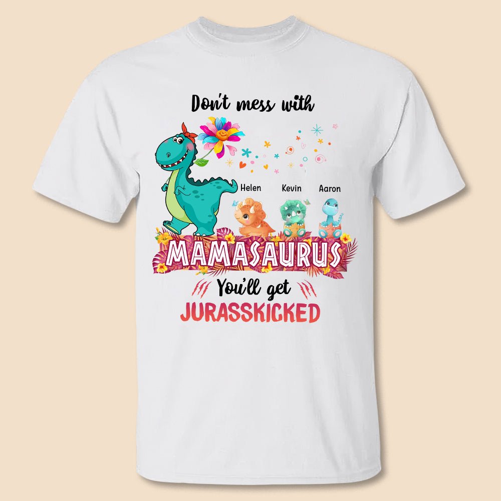 Tropical Don't Mess With Mamasaurus - Personalized T-Shirt/ Hoodie Front - Best Gift For Mom - Giftago