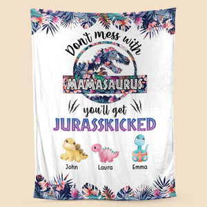 Tropical Mamasaurus - Personalized Blanket - Best Gift For Mother - Giftago