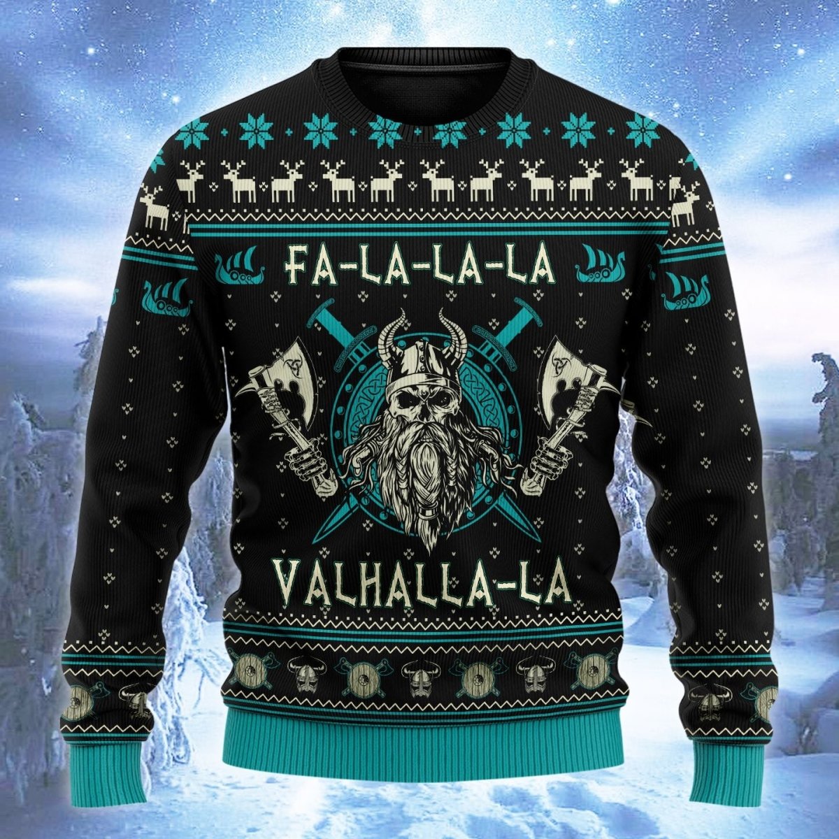 Viking Fa La La Teal Christmas Ugly Sweater - TG0921HN - Giftago