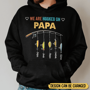 We Are Hooked On Papa (Version 2) - Personalized T-Shirt/ Hoodie - Best Gift For Father, Grandpa - Giftago