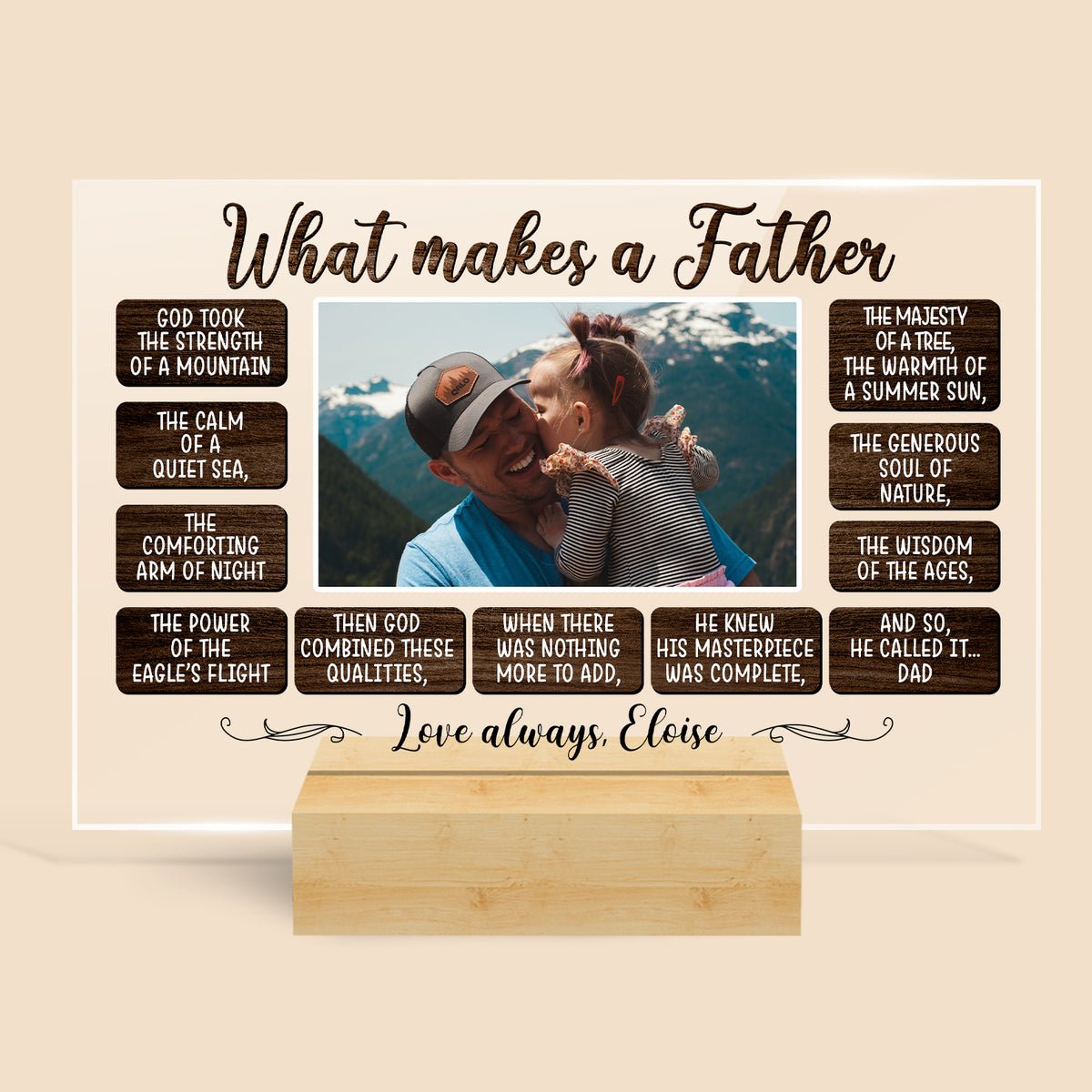 What Makes A Father - Personalized Acrylic Plaque - Best Gift For Dad - Giftago