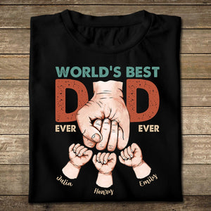 World's Best Dad Ever - Fist Bump Kids - Personalized T-Shirt/ Hoodie Front - Best Gift For Dad - Giftago