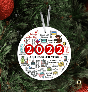 This Year in Review Christmas 2023 Ornament is the perfect bauble to commemorate a year that won't soon be forgotten! - Giftago - 1