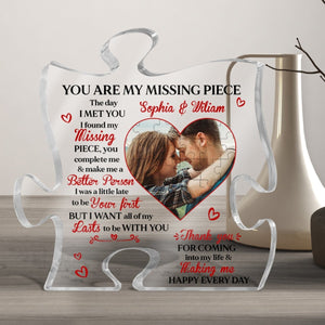 You Are My Missing Piece Couple - Personalized Puzzle Plaque - Heart Photo Puzzle - Couple Gift - Giftago