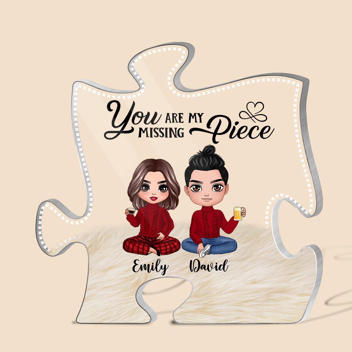 You Are My Missing Piece Doll Couple 01 - Personalized Puzzle Plaque - Giftago