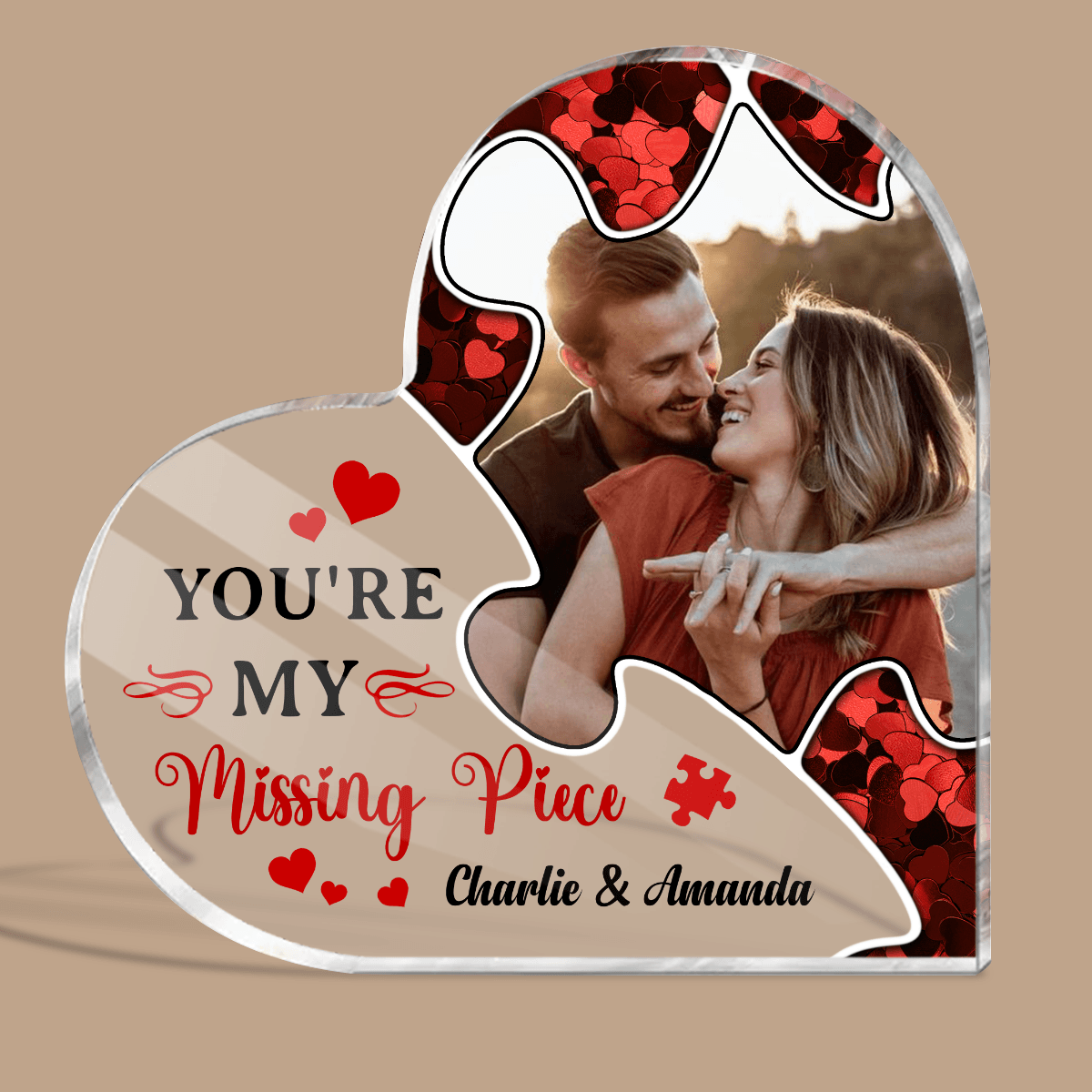 You Are My Missing Piece - Personalized Puzzle Heart Plaque - Gift for Couple - Giftago