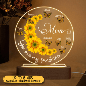 You Are My Sunshine Mom/ Grandma - Personalized Round Acrylic LED Lamp - Best Gift For Mother, Grandma - Giftago