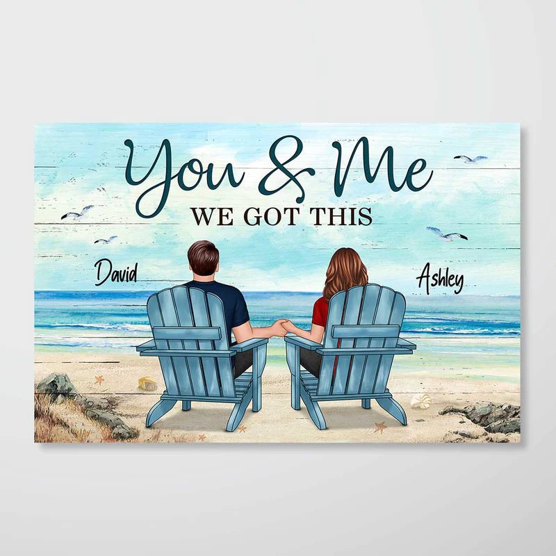 You & Me Couple Sitting Beach View Landscape Poster - Giftago